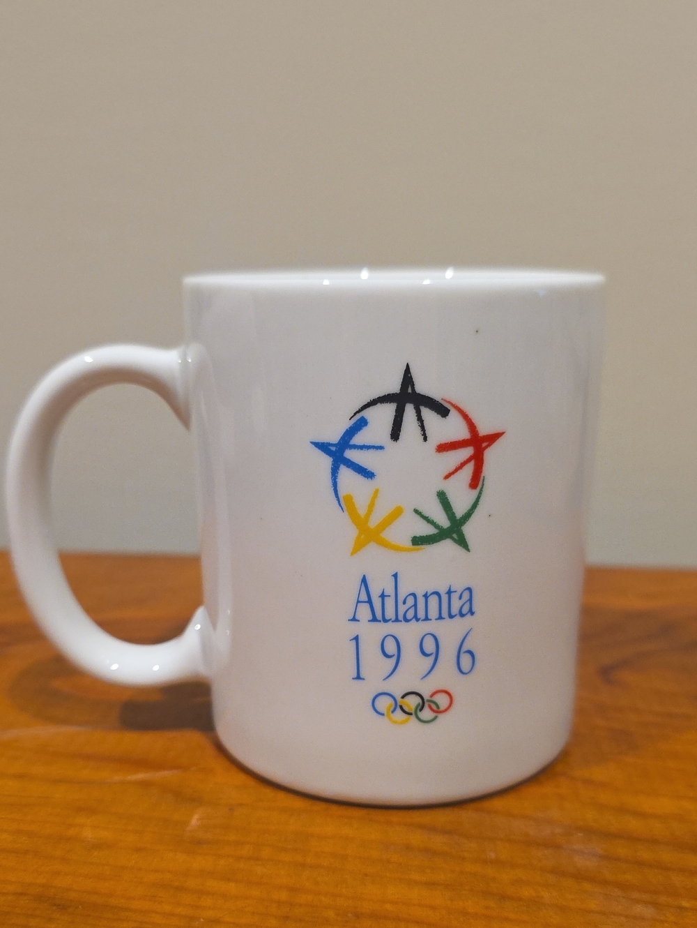 Atlanta 1996 Olympic White Ceramic Mug Authentic Vintage Olympics Memorabilia